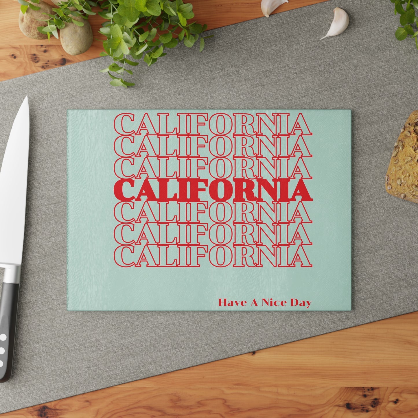 California Cutting board, California souvenir, Kawaii Kitchen Decor, Wedding Gift, Anniversary Gift, Glass Cutting Board, Glass Cutting Board