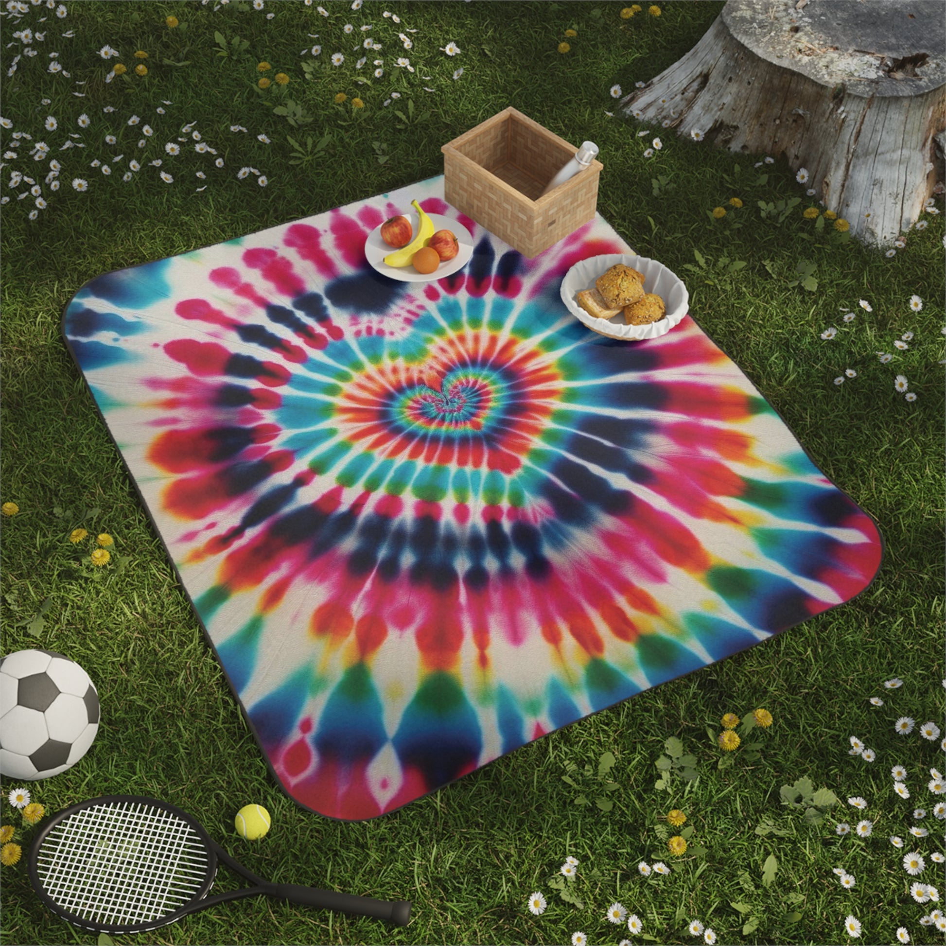 Tie dye, Rainbow Heart Tie Dye, Psychedelic Hippie, 1970s, Retro Decor, Boho Blanket, Rainbow Blanket ,Grateful Dead Love, Picnic Blanket