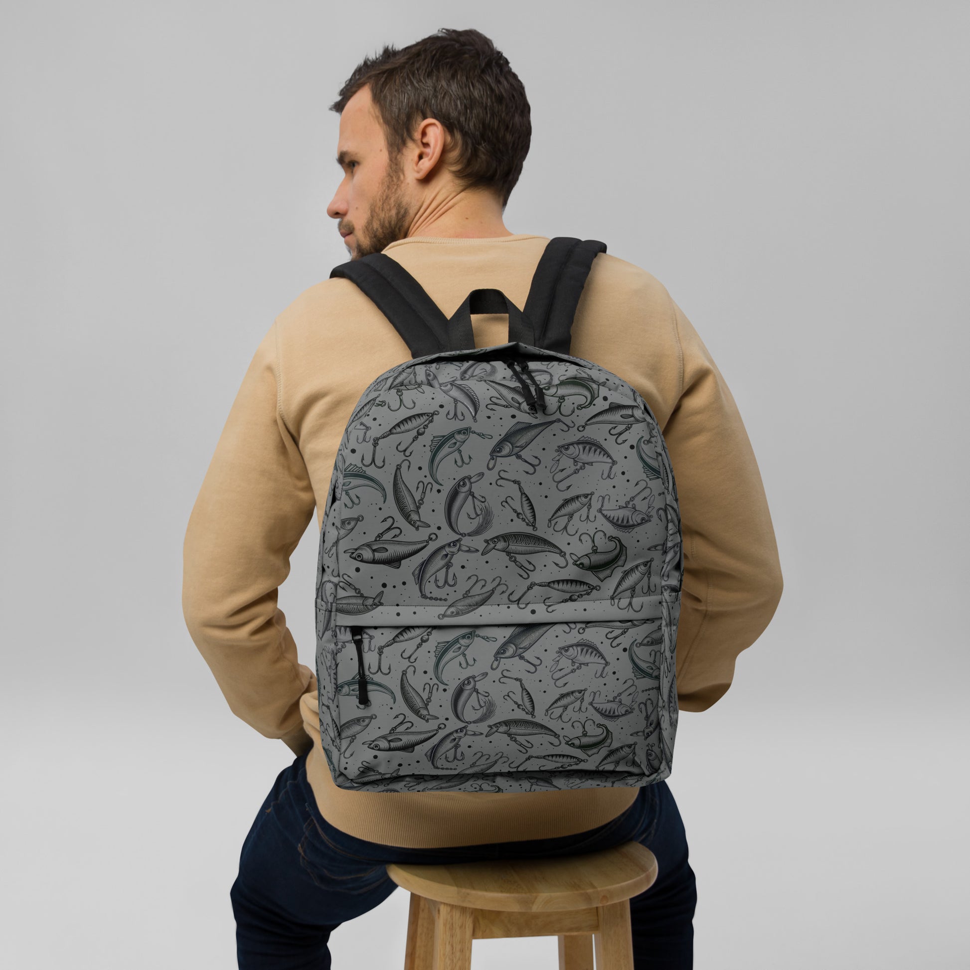 Fishing backpack, Lure, Gift For Him, Gift For Fishing Lover, College Laptop Bag, Travel Backpack Backpack