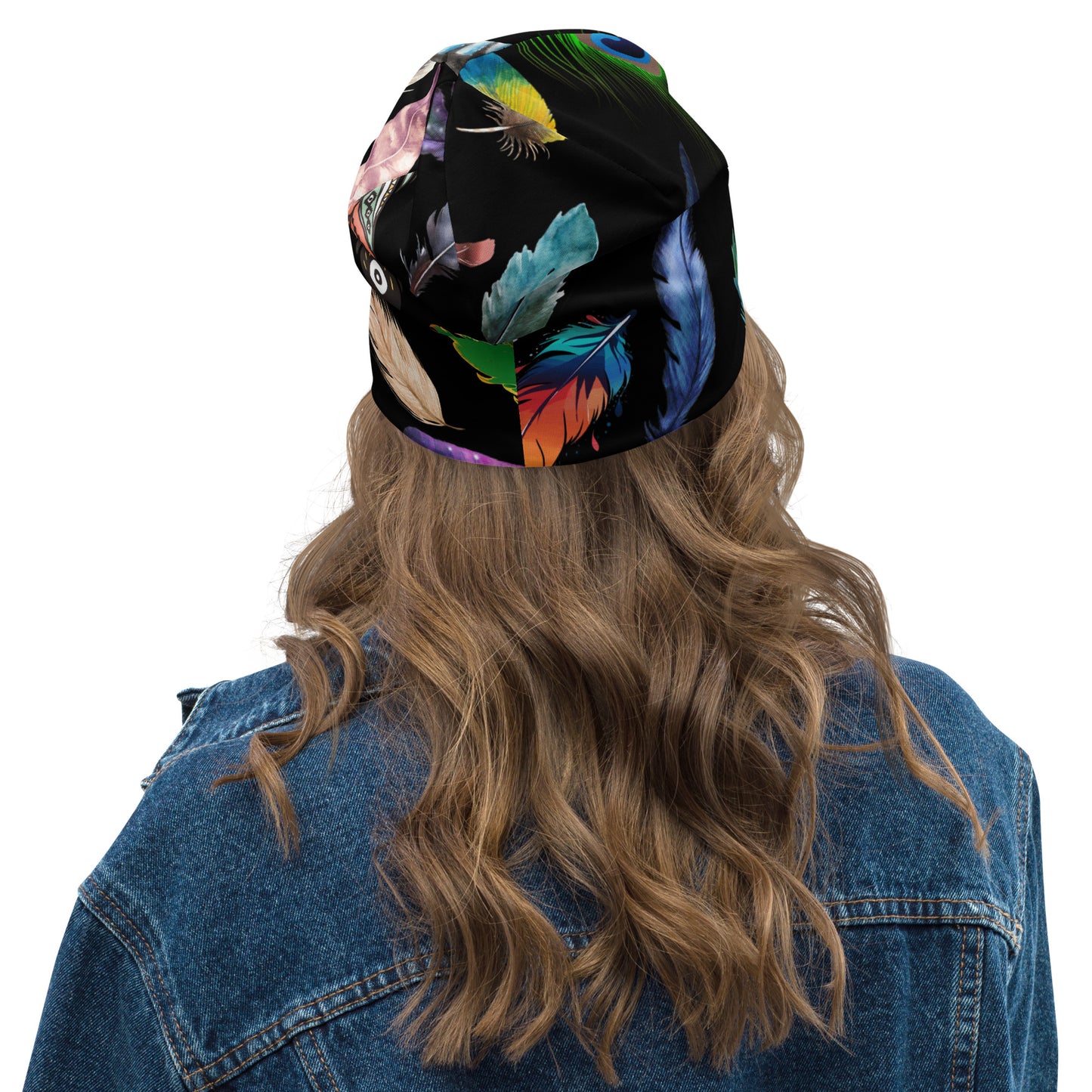 Feather All-Over Print Beanie