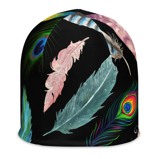 Feather All-Over Print Beanie