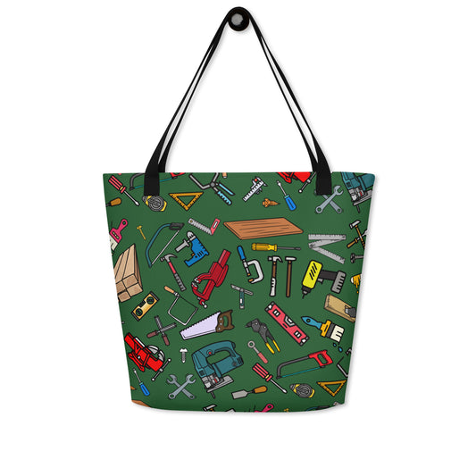 Carpenter,  Carpenter Gear, Carpenter Apparel, Construction Gift, Carpenters Tool, For You, Gift For Dad, Wood Working, kawaii,  Carpenter tools All-Over Print Large Tote Bag