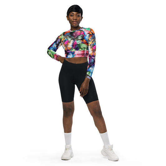 Butterfly Recycled long-sleeve crop top