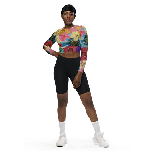 Pressed Flowers Recycled long-sleeve crop top