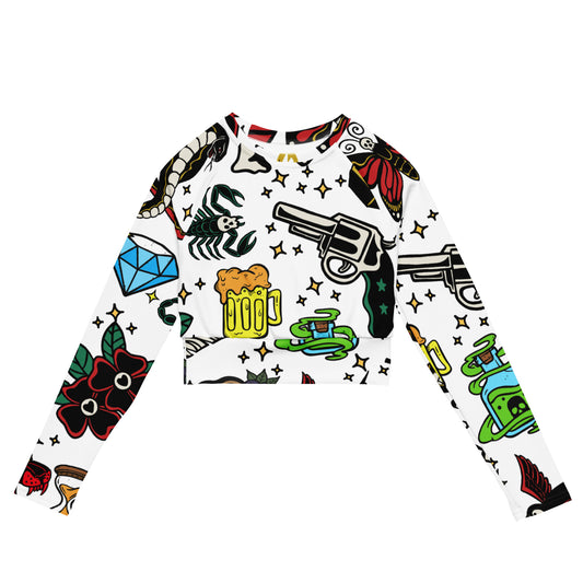 Tattoo Recycled long-sleeve crop top