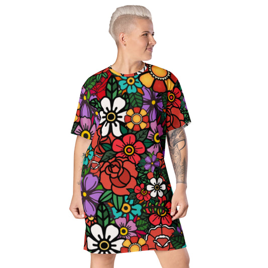 Tattoo Flower T-shirt dress