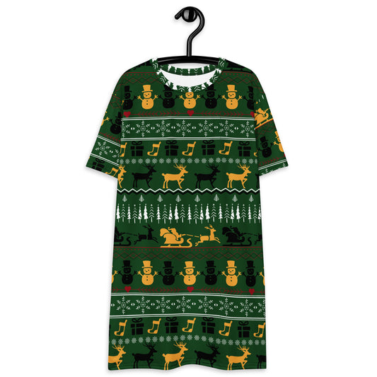 Christmas Green & Yellow T-shirt dress