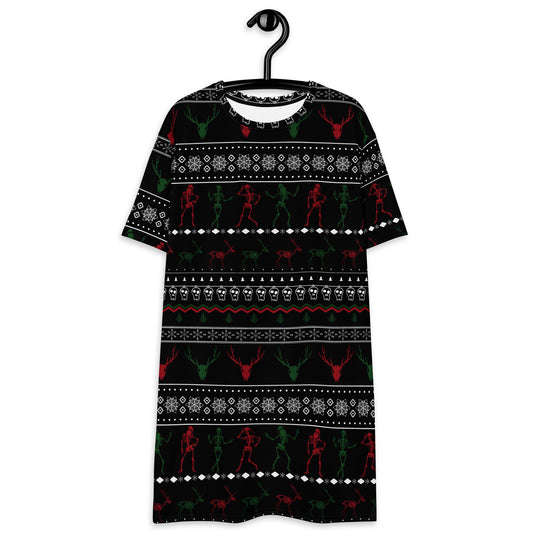 Christmas Skull Black T-shirt dress