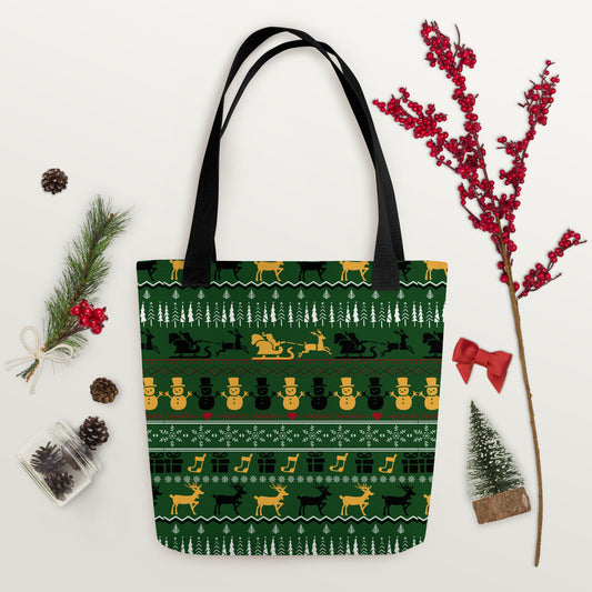 Christmas Green & Yellow Tote bag
