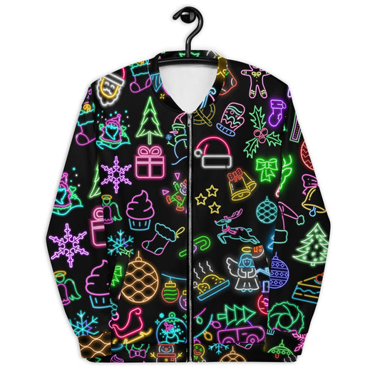 Christmas Vibes,Christmas Neon, Merry Christmas Neon, Japanese Neon, Tokyo, Kawaii, Gift For Her, Gift For Him, Neon Sign, Harajuku, Unisex Bomber Jacket