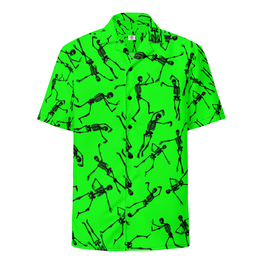 Skeleton Green Unisex button shirt