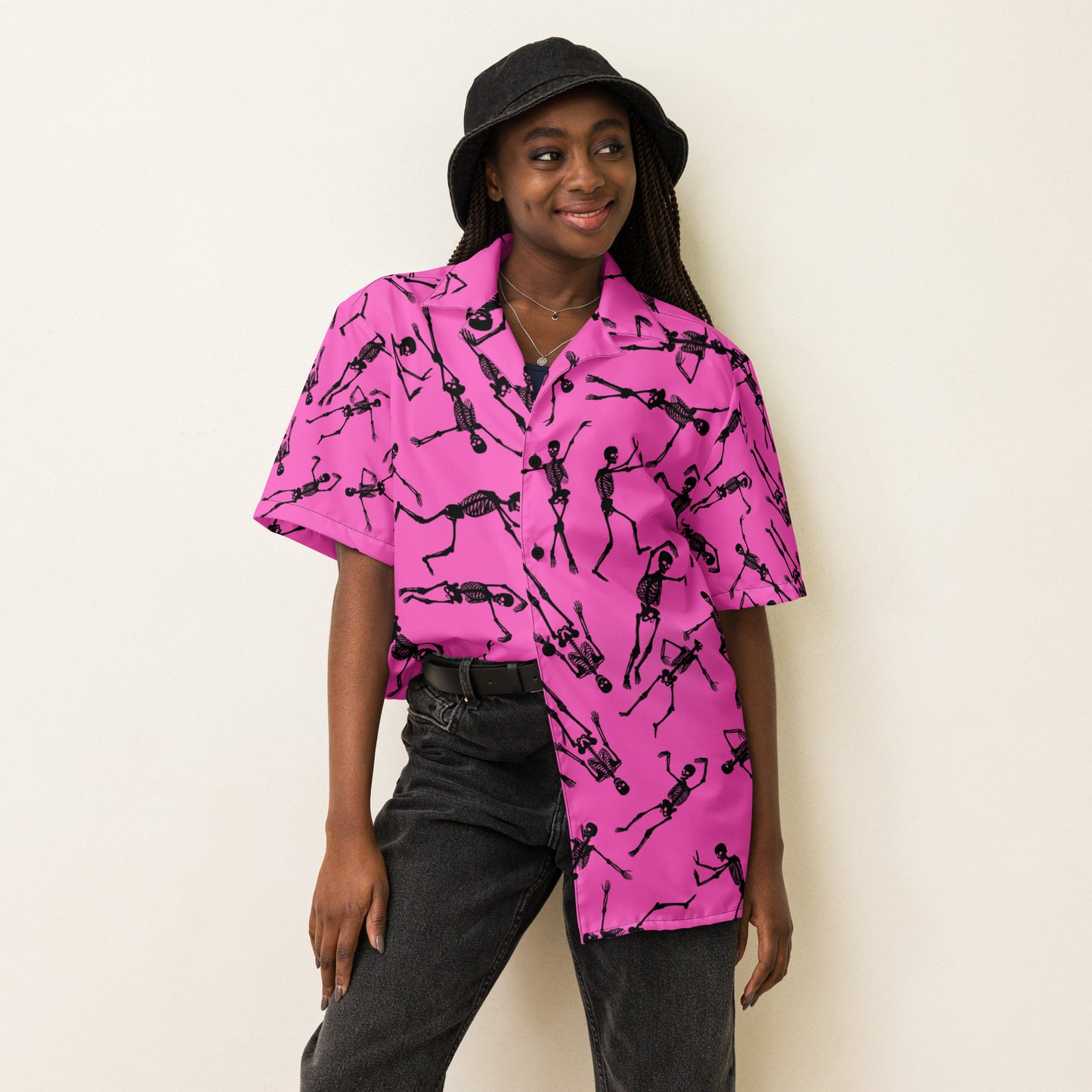Skeleton PinkUnisex button shirt