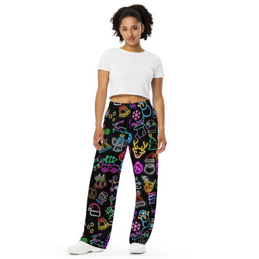 Christmas Neon All-over print unisex wide-leg pants