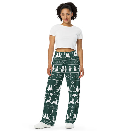 Christmas Green All-over print unisex wide-leg pants