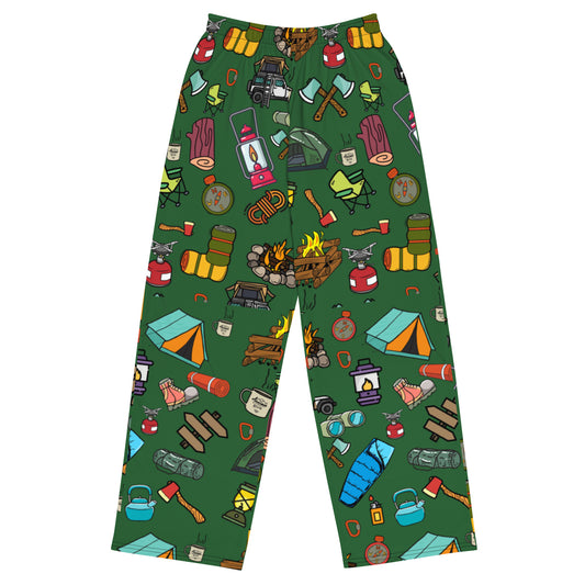 Camping unisex wide leg pants, Camping Fanny Pajama, Daily Use, Camping Tool, Camping Lover, Gift For Him, Gift For Her, Gift For Camper, All-over print unisex wide-leg pants