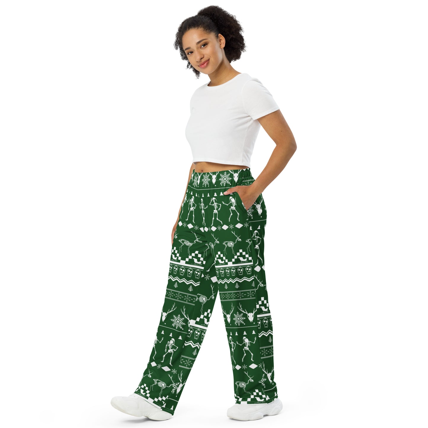 Christmas Skull All-over print unisex wide-leg pants