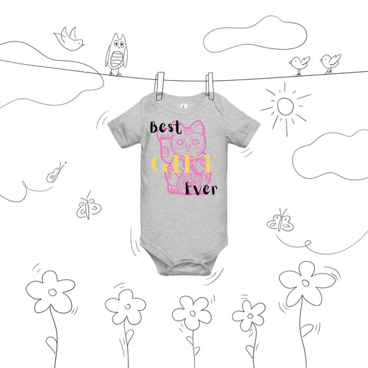 Best Gift Ever, Lucky Cat, Baby short sleeve  bodysuit