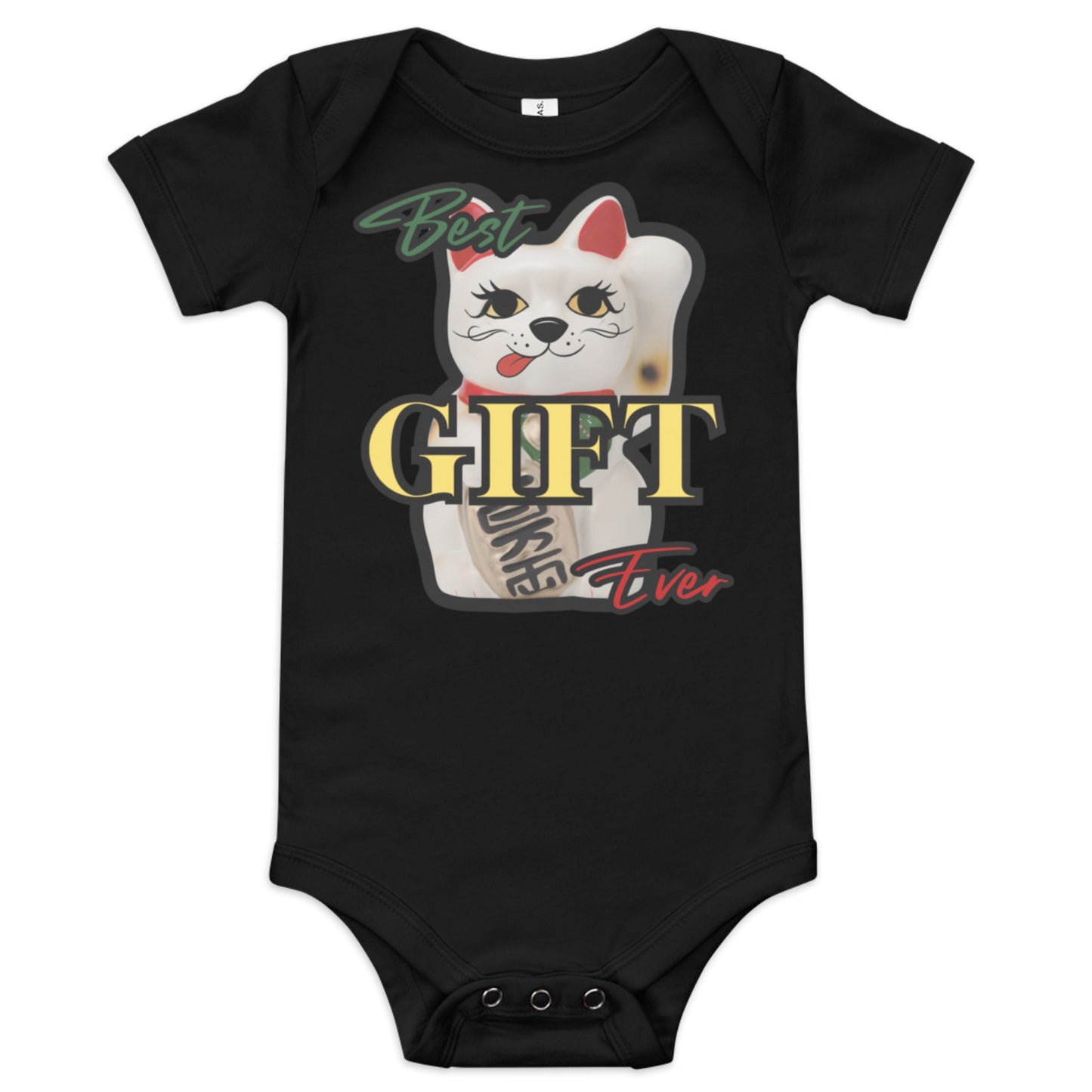 Best Gift Ever, Lucky Cat, Manekineko, Baby short sleeve  bodysuit