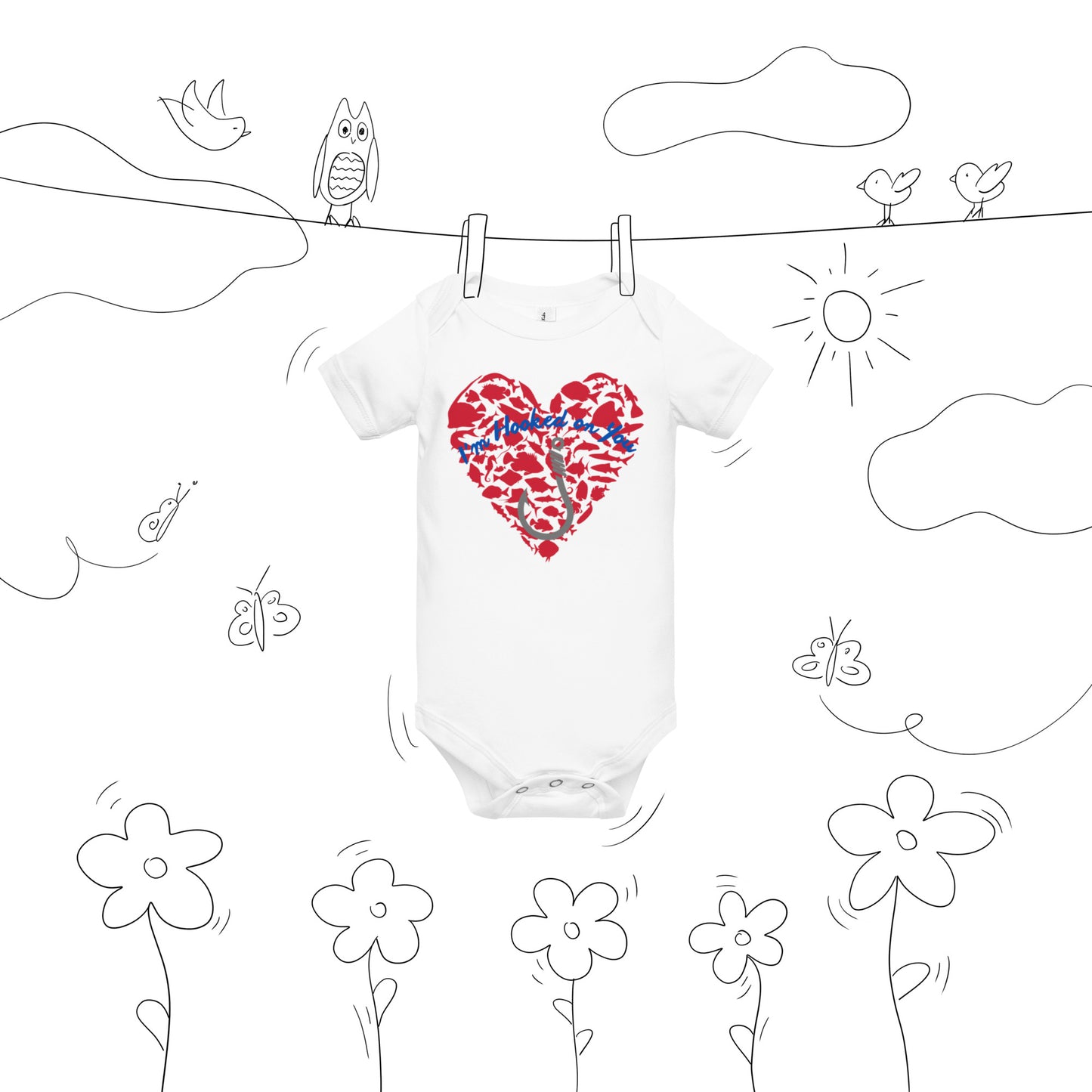Fishing Lover Baby short sleeve  Bodysuit