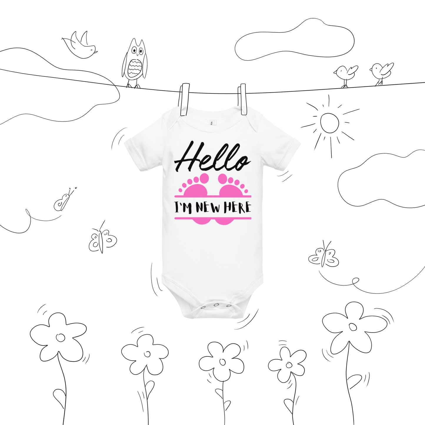 Best Gift Ever, I'm New Here, Baby short sleeve  bodysuit