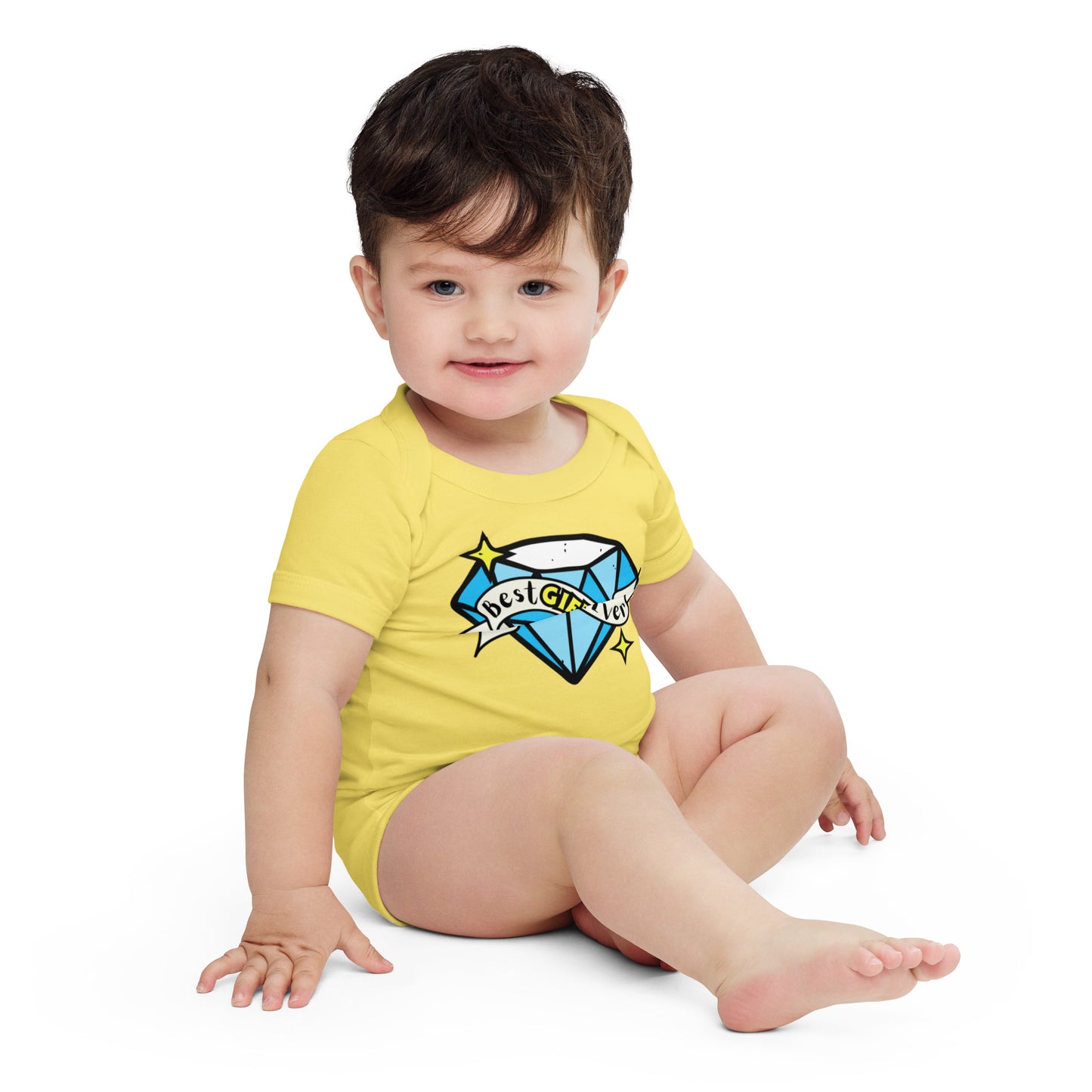 Best Gift Ever, Tattoo Diamond, Baby short sleeve  bodysuit