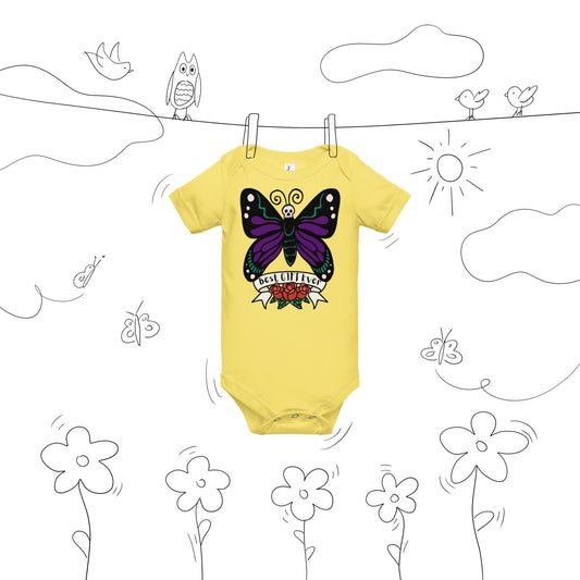 Best Gift Ever, Butterfly Tattoo, Baby short sleeve  bodysuit