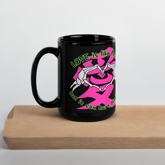 Love is like Heaven, kawaii, ai, love, Black Glossy Mug