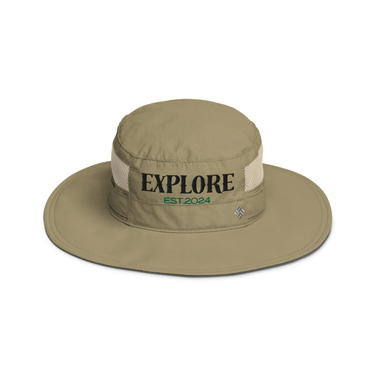 Columbia booney hat, Explore,  Adventure Hat, Camping Hat , Hiking Hat, Outdoor, Happy Camper, Mountains Trucker Hat, Gift For Outdoorsman,