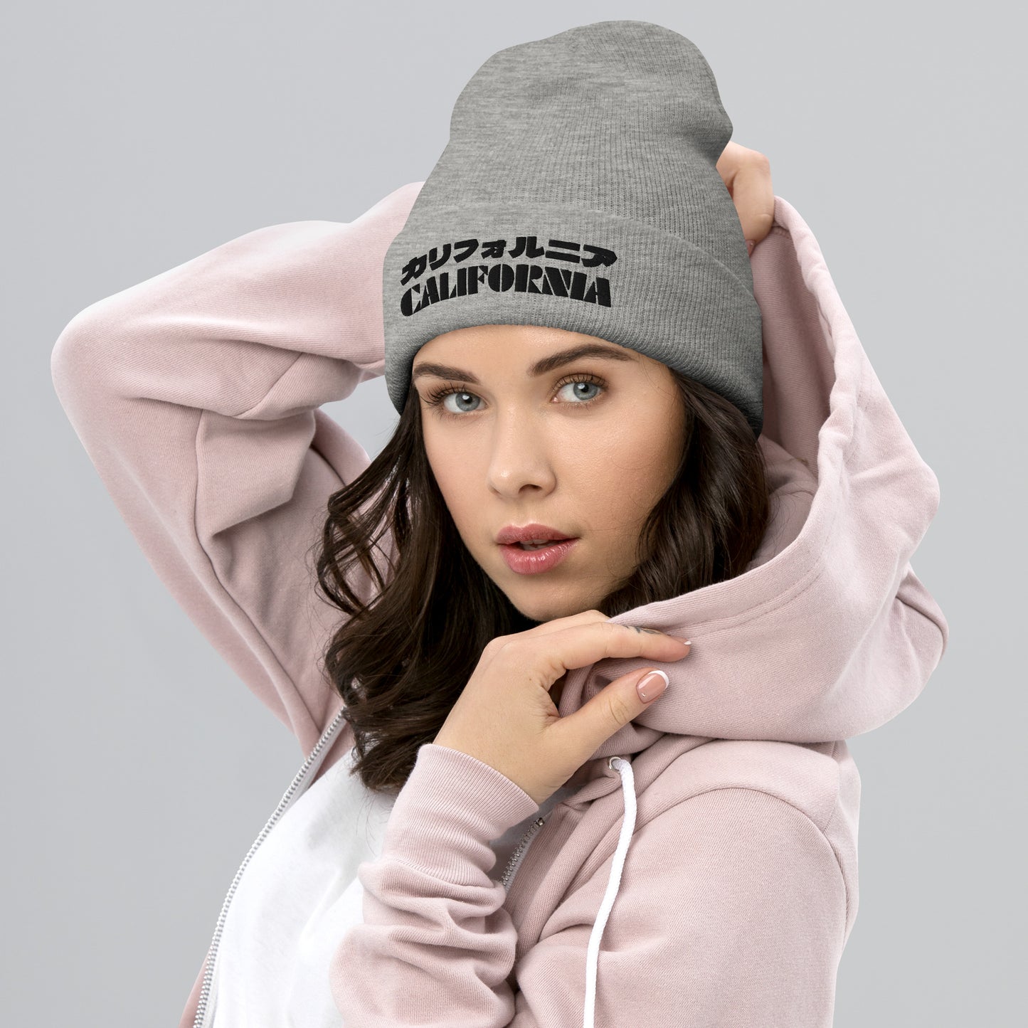 California Grizzly Bear Japanaese Katakana Cuffed Beanie