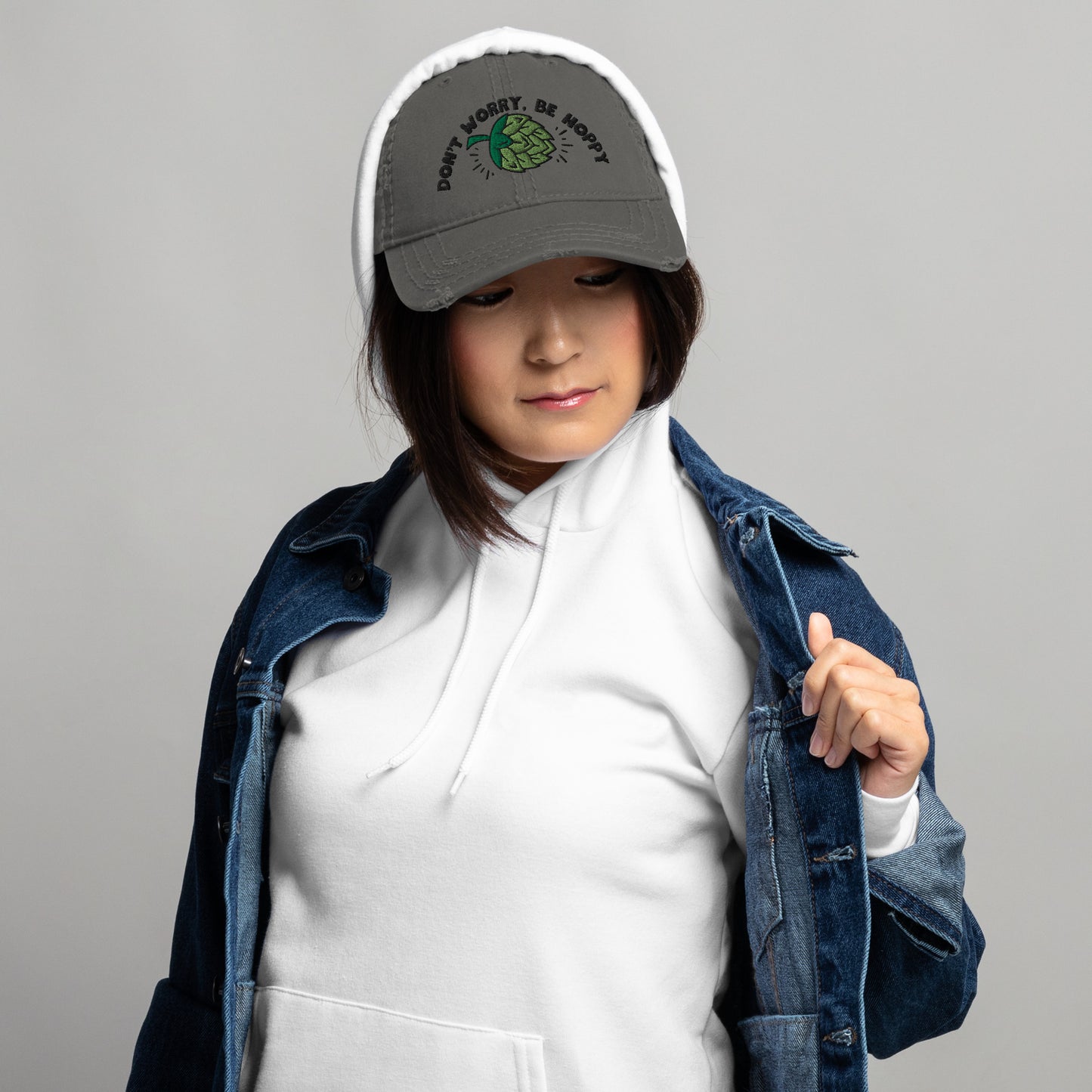Don’t worry, be hoppy, Beer, 　Distressed Dad Hat