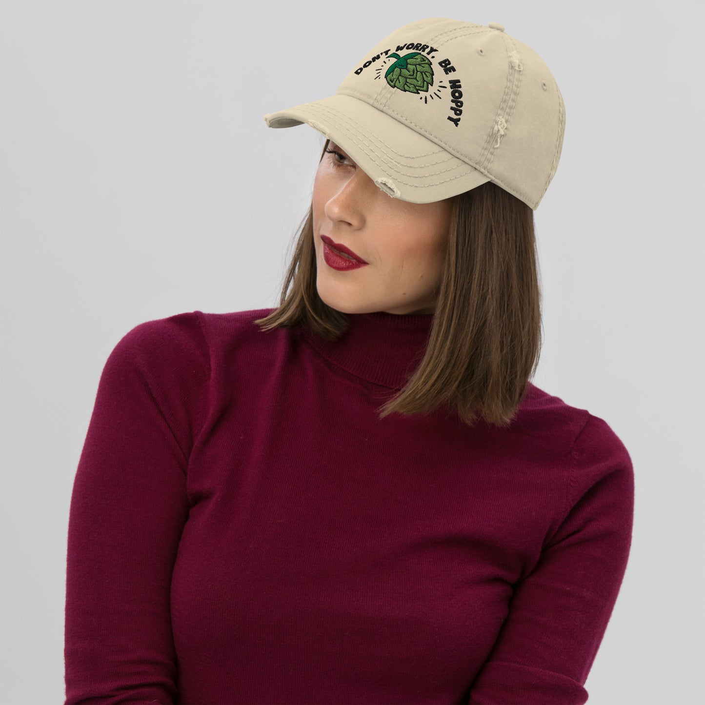 Don’t worry, be hoppy, Beer, 　Distressed Dad Hat