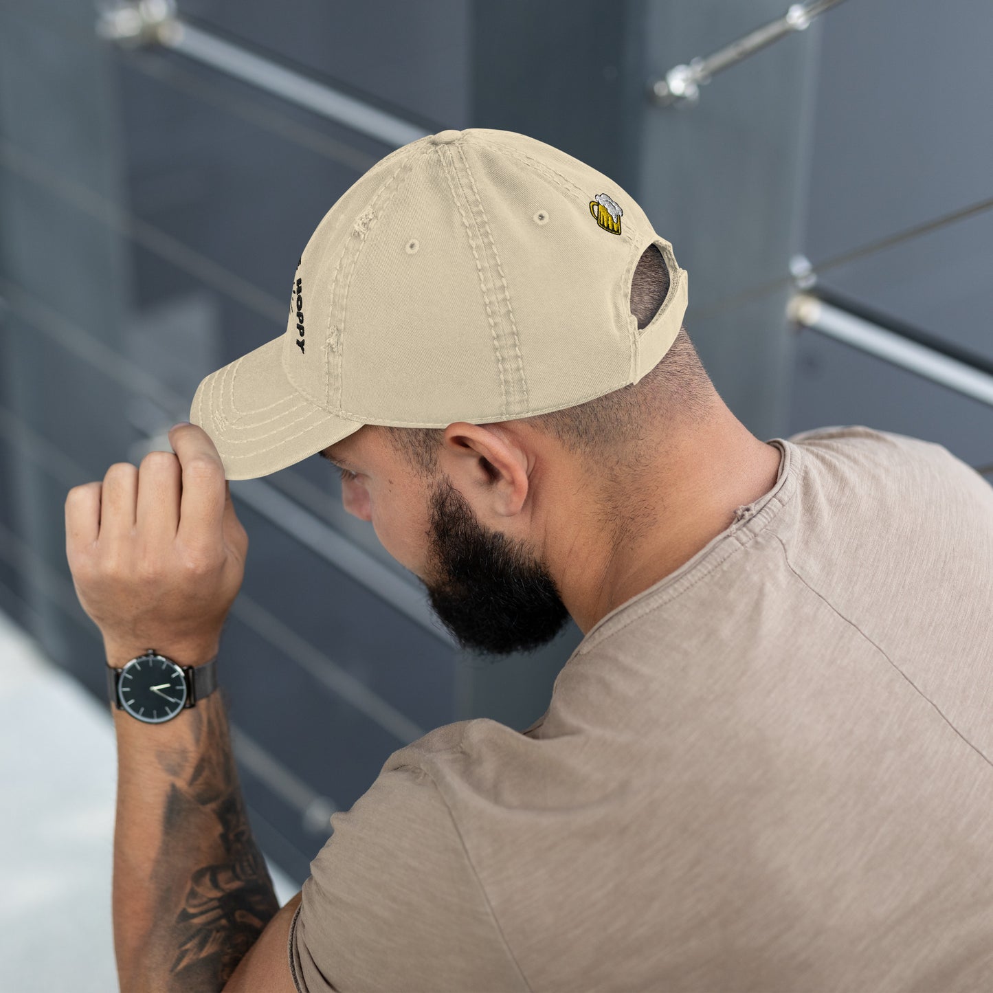 Don’t worry, be hoppy, Beer, 　Distressed Dad Hat