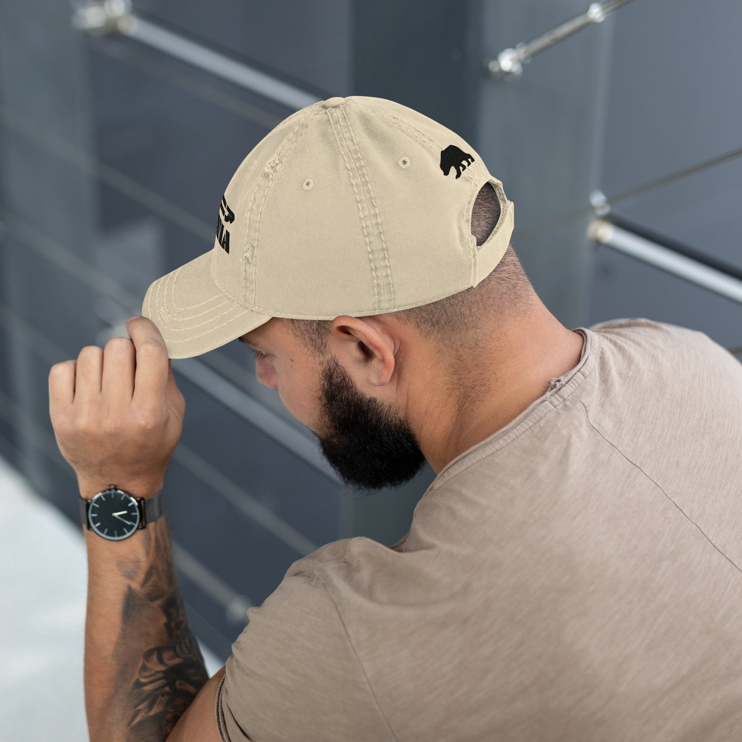 California Grizzly Bear Distressed Dad Hat