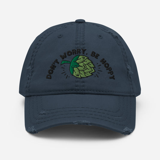 Don’t worry, be hoppy, Beer, 　Distressed Dad Hat
