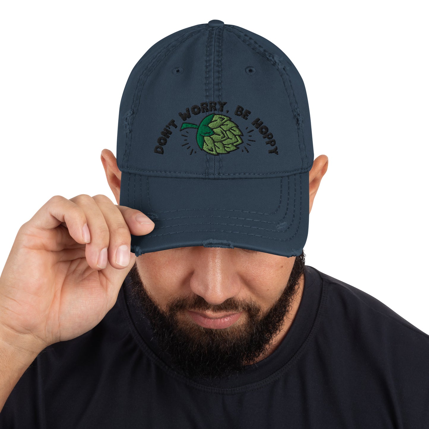 Don’t worry, be hoppy, Beer, 　Distressed Dad Hat