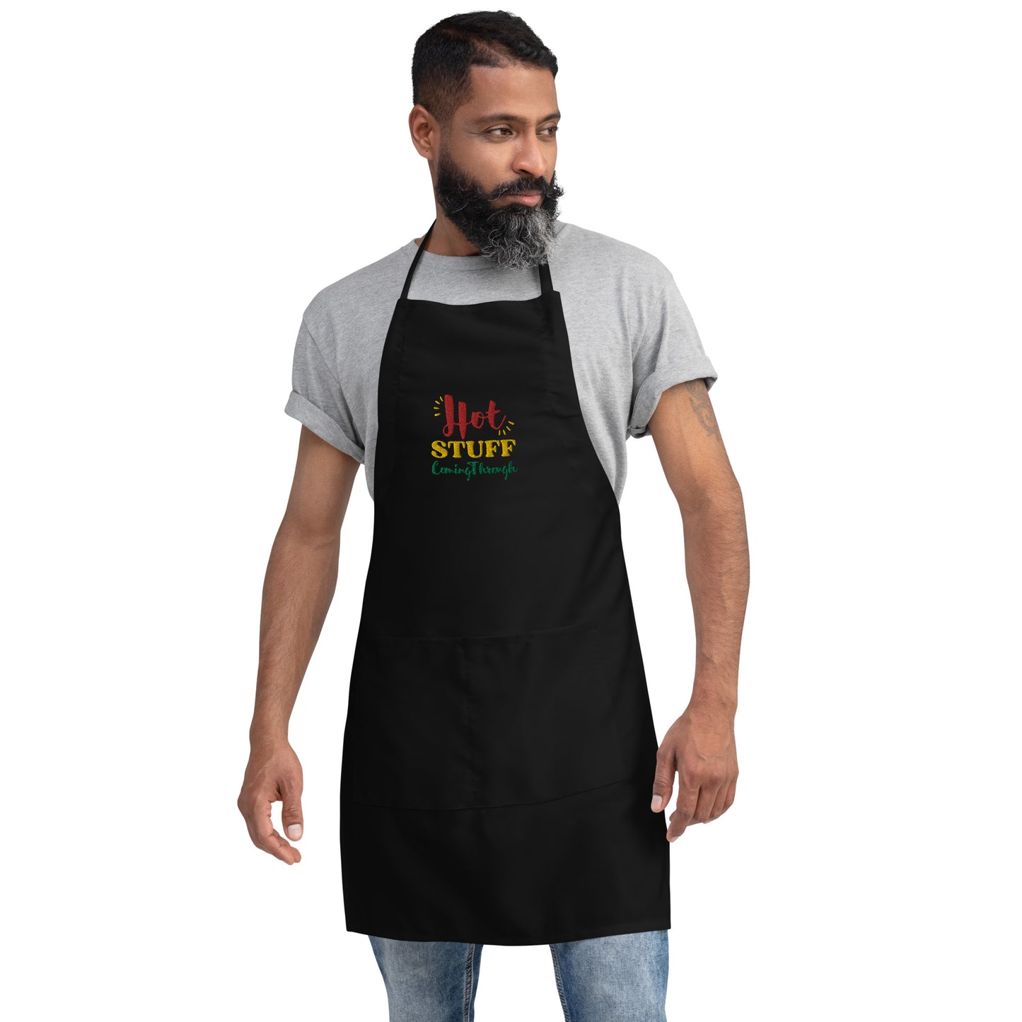 Chef Apron, Stuff Apron, Hot Stuff Coming Through, Food Worker Apron Embroidered Apron