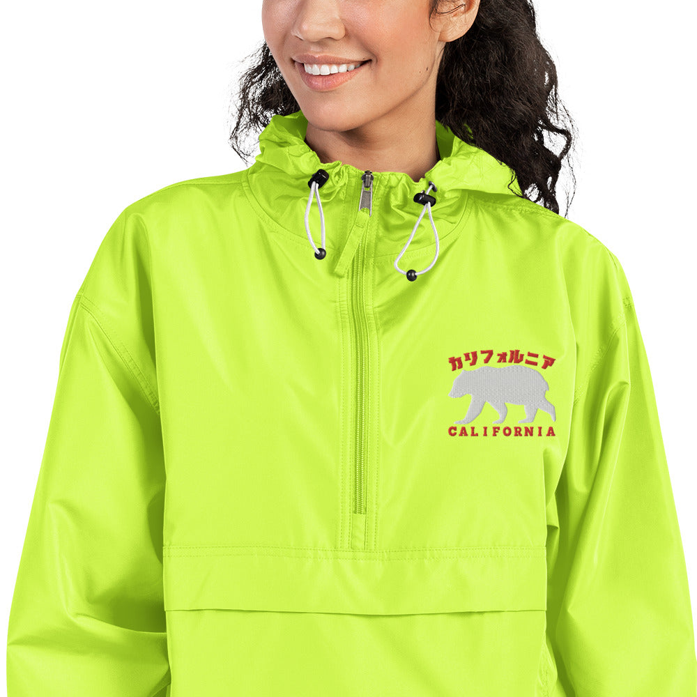 California, Grizzly Bear, Japanese, Katakana, Embroidered Champion Packable Jacket