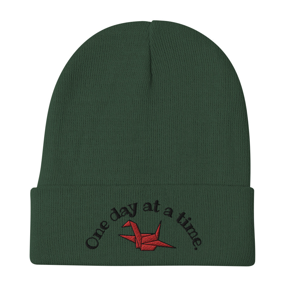 ORIGAMI, orizuru, cranes, Embroidered Beanie