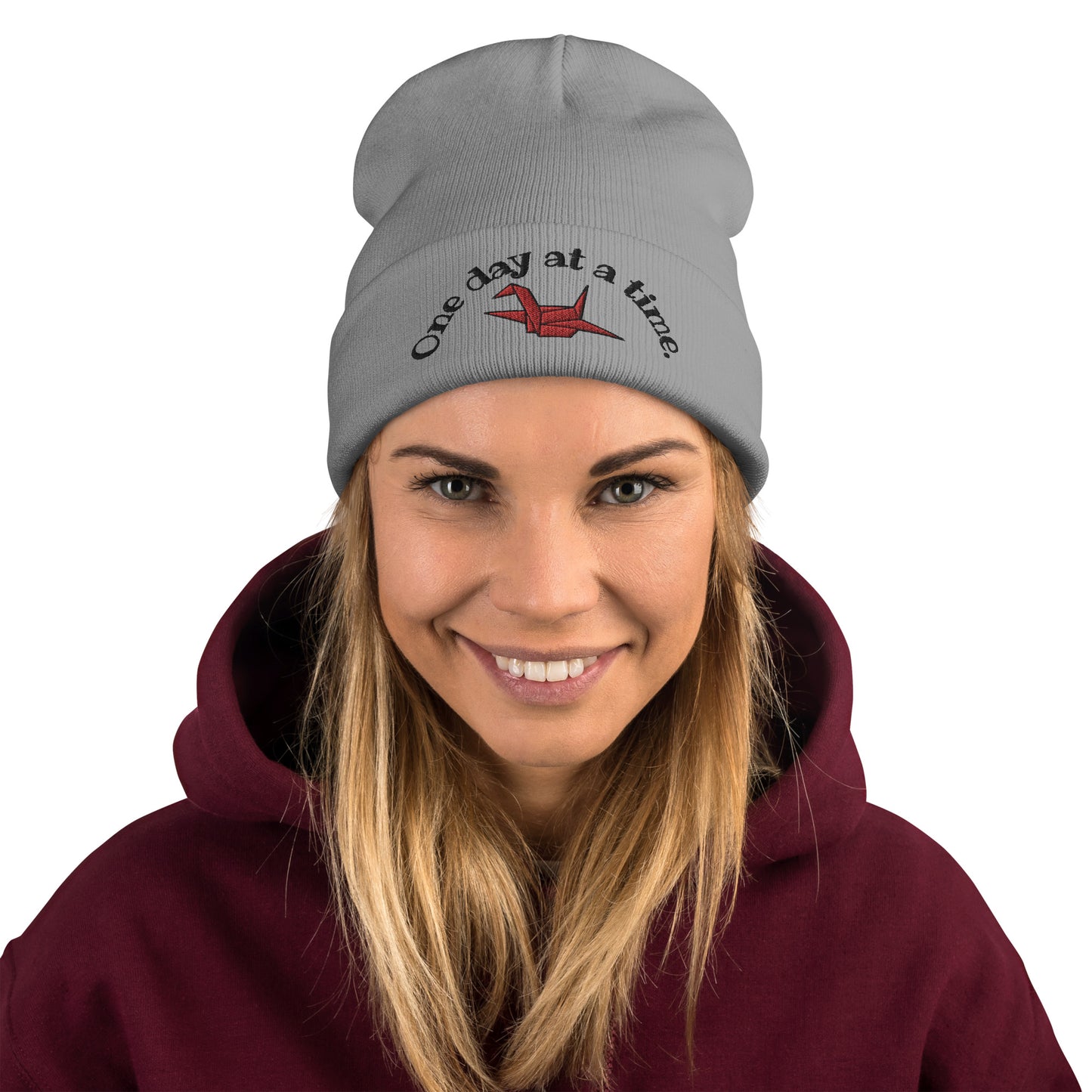 ORIGAMI, orizuru, cranes, Embroidered Beanie