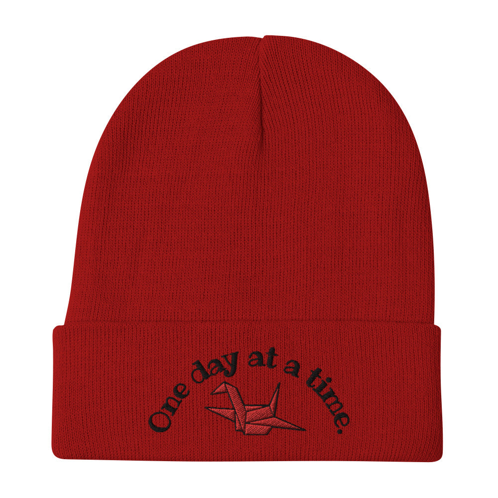 ORIGAMI, orizuru, cranes, Embroidered Beanie