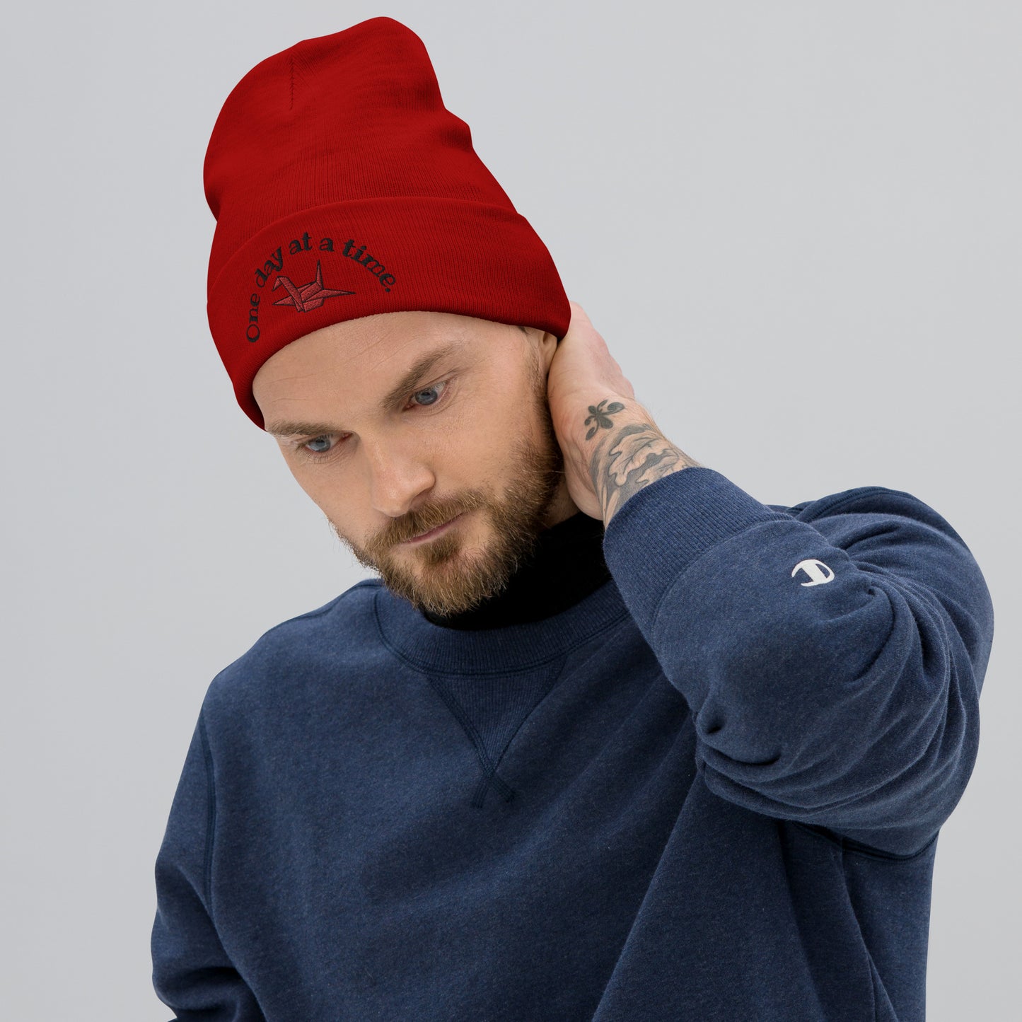 ORIGAMI, orizuru, cranes, Embroidered Beanie