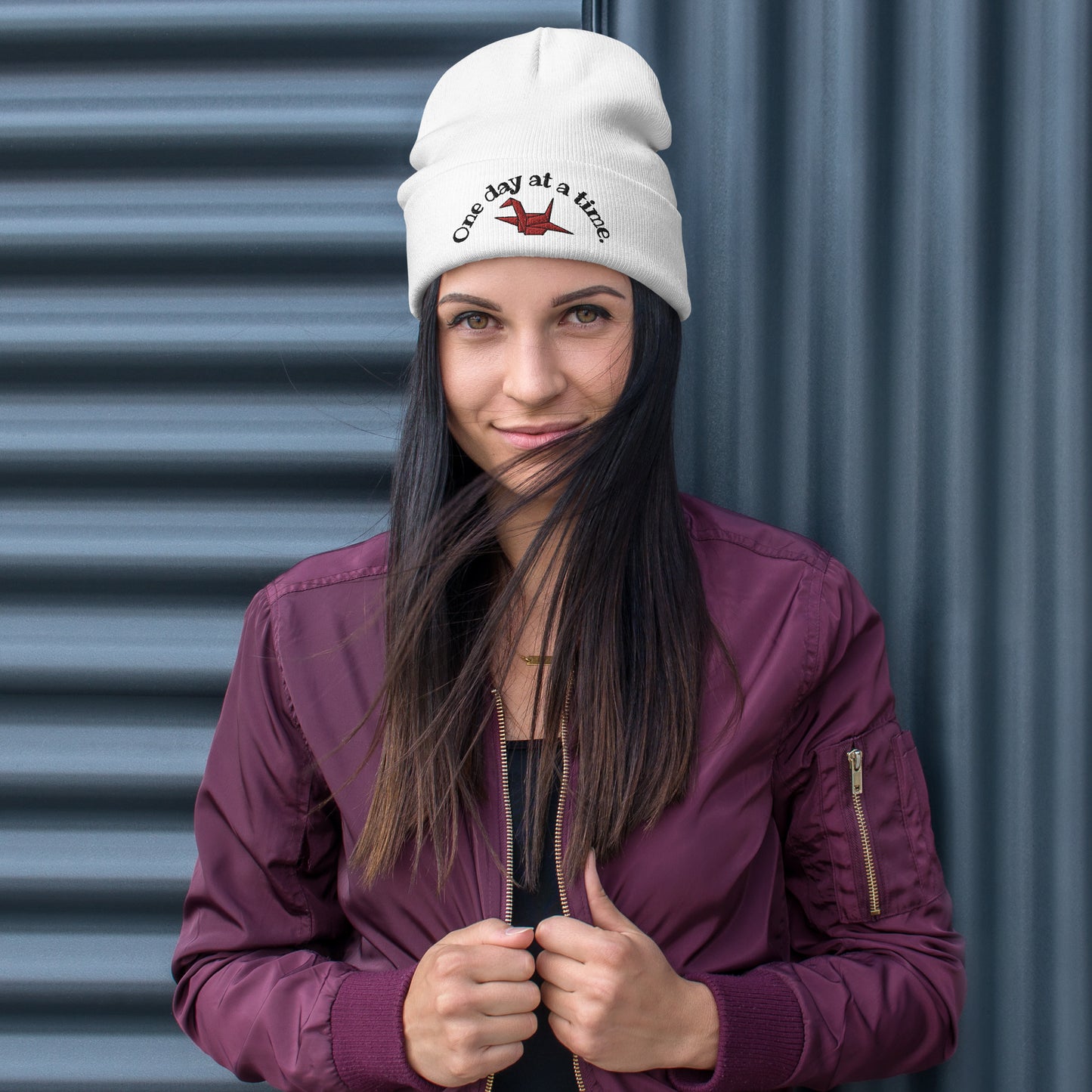 ORIGAMI, orizuru, cranes, Embroidered Beanie