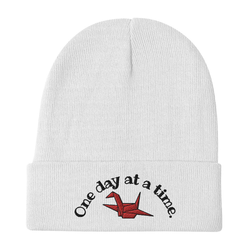 ORIGAMI, orizuru, cranes, Embroidered Beanie