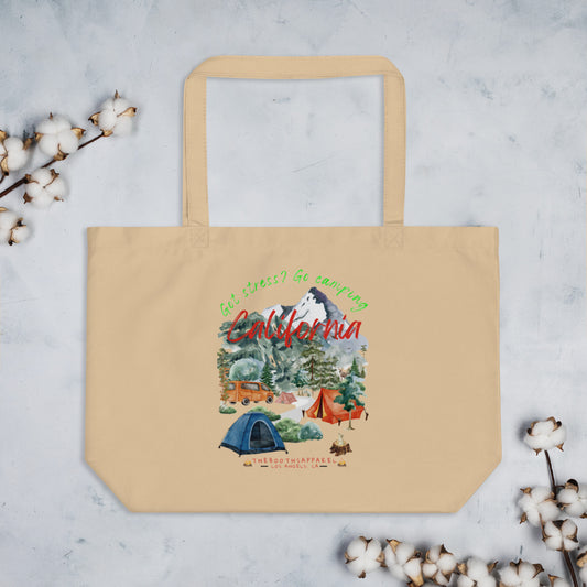California Got Stress?? Large organic tote bag