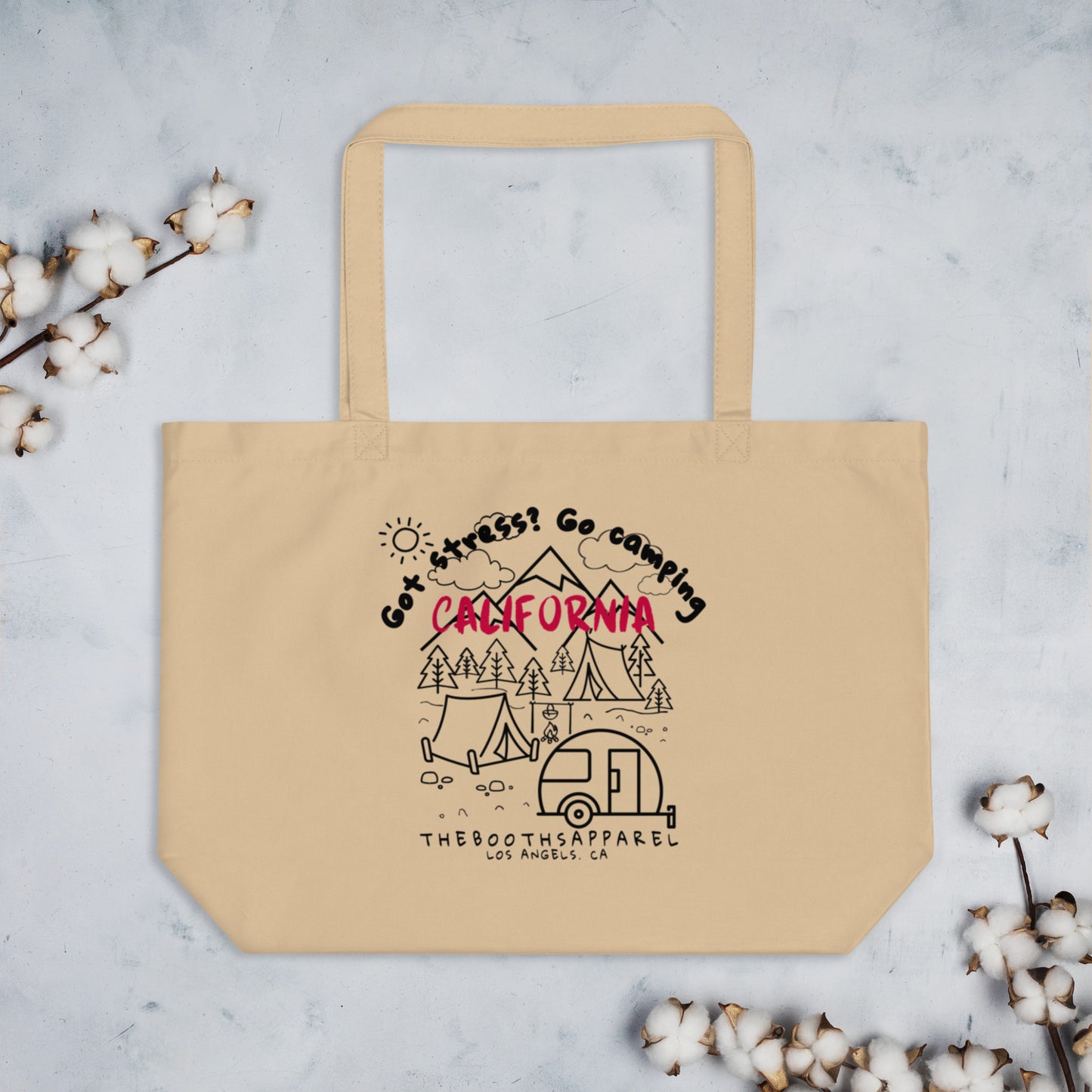 California Got Stress black Large organic tote bag