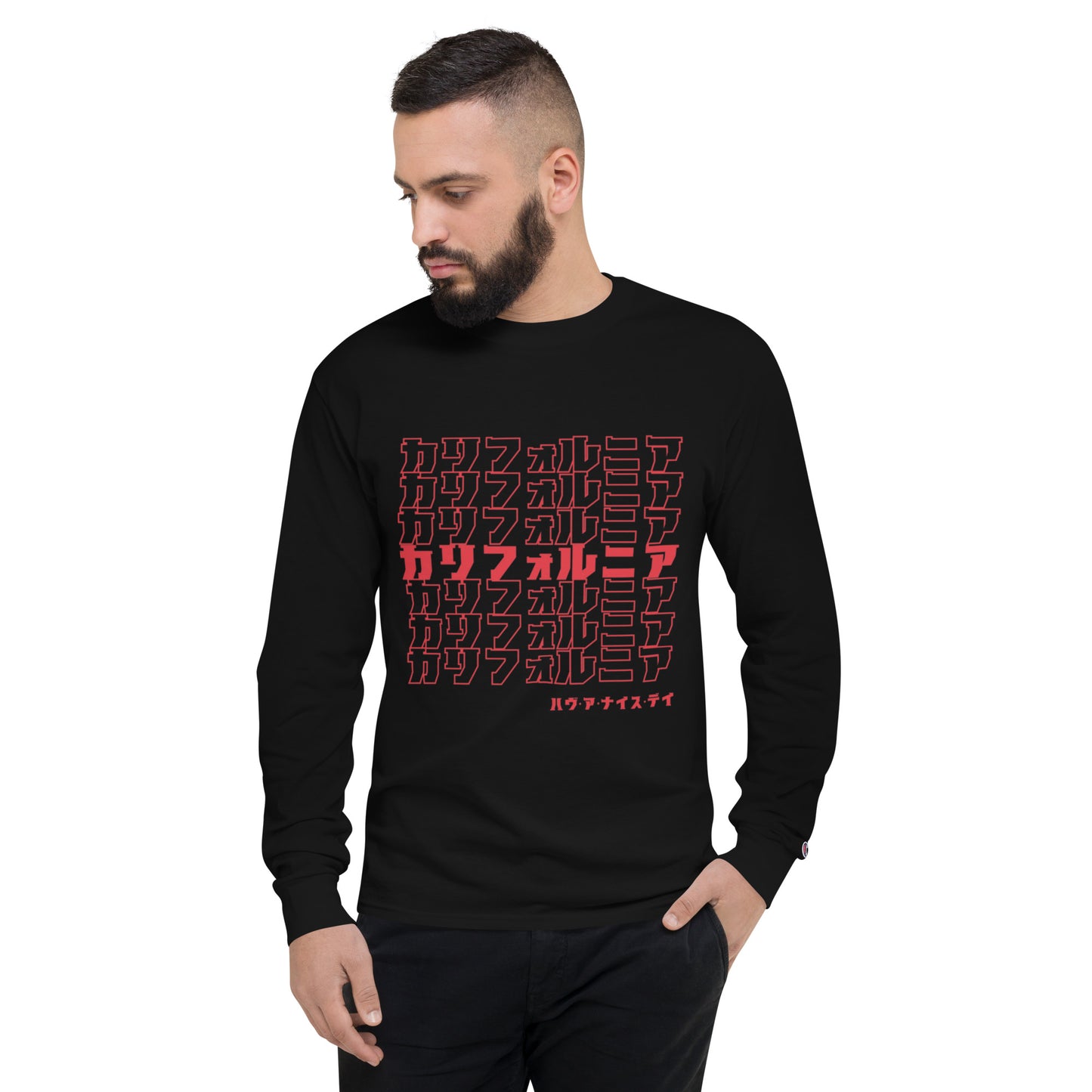 California, Japanese, Katakana, Champion Long Sleeve Shirt