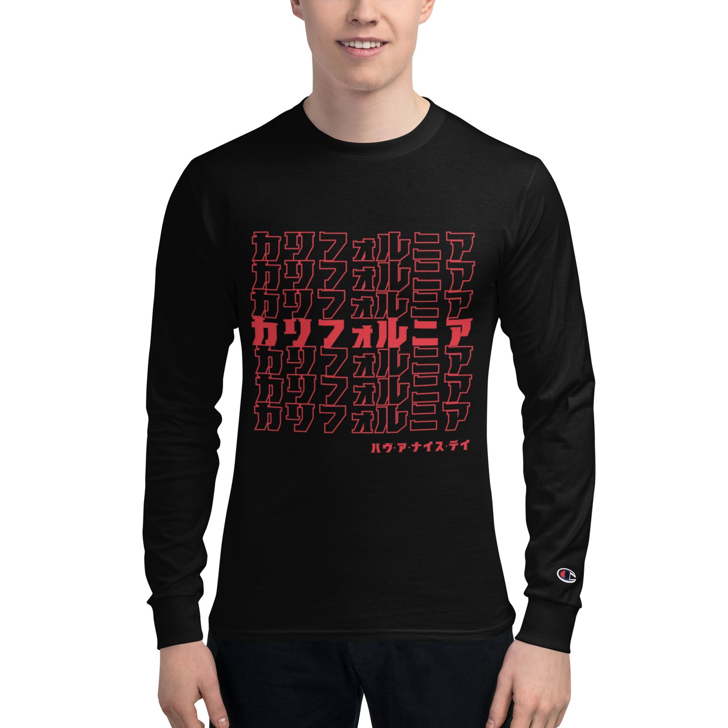 California, Japanese, Katakana, Champion Long Sleeve Shirt