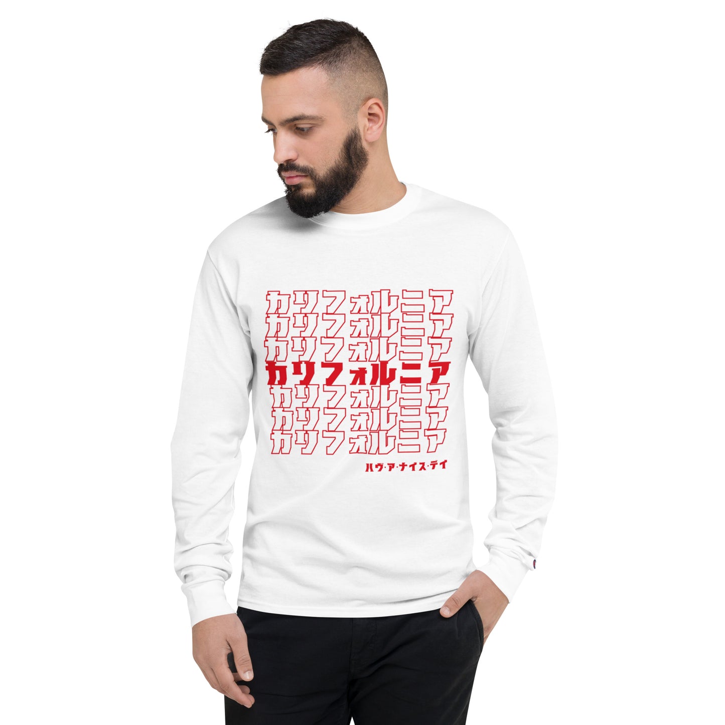 California, Japanese, Katakana, Champion Long Sleeve Shirt