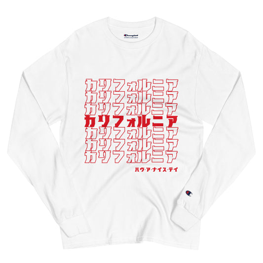 California, Japanese, Katakana, Champion Long Sleeve Shirt
