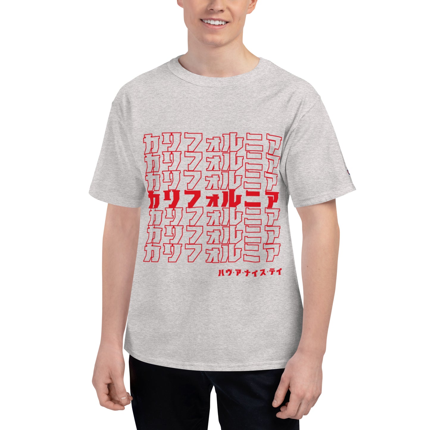 California, Japanese, Katakana, Nihongo, Have a good day Champion T-Shirt